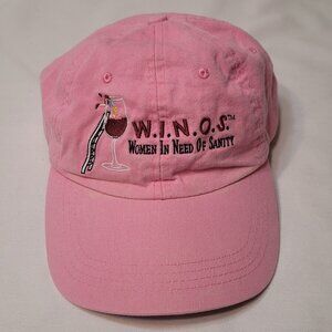 Women's humor pink adjustable cap wine w.i.n.o.s Women in Need of Sanity
